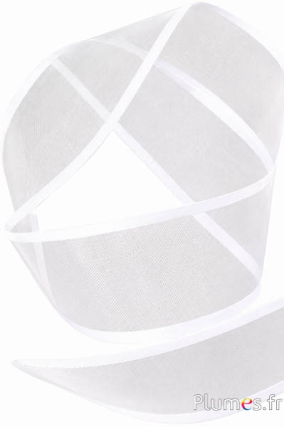 Nastro organza con filo metallico - larghezza 4 cm - bianco